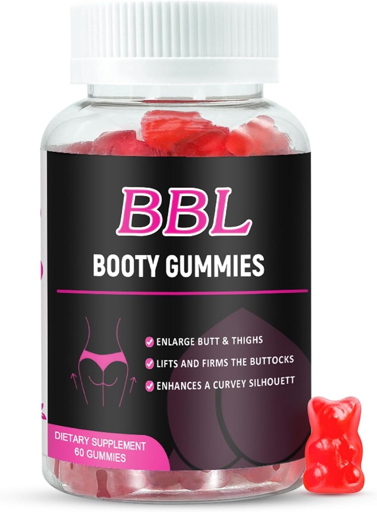BBL Gummier for kvinder Butt Growth, 60 Greve, Bear Shape Booty Gummies for Enhance Curvy Body, Butt Boost Vitamin Gummies for Bigger Butt Fast, Vegansk Vægt Gainer Gummies