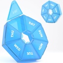 Ugentlig Pill Organizer, 2 Pack Portable Pill Box Medicine case 6 Farver (Seven Day) Ny udgave af Vitamin / Fish Oil / Pills / Supplements- Gigt Friendly (Blue)