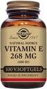 Solgar E 268 mg (400 IE), 100 Vegetariske Softgels - Natural Antioxidant, Skin & Immunsystem Support - Naturligt - Sourced Vitamin E - Non- GMO, Vegan, Gluten Free, Dairy Free - 100 Servere