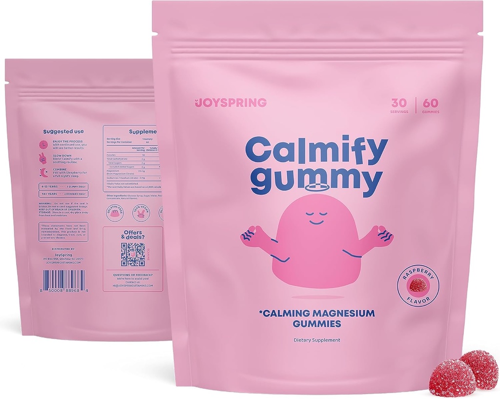 JoySpring Kids Magnesium Gummies - Rolig Gummies for Kids - Rolig Magnesium Support Natural for Toddlers & Teens Tasty Lavsukker Calming 60 Greve