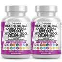 Rene nukleosteroider Mælk Thistle NAC Chanca Piedra Beet Root Artichoke Mælkerod - Lever Rengøring Supplement Plus TUDCA Cholin & Ginger - 2Pack