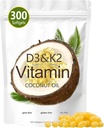 Vitamin D3 K2 Softgel, D3 K2 Vitamin 10000 IE, 10000 IE VIT D3 + 200 MCG Vitamin K2, Fri for GMO, Gluten, Soy, Knoglehelbred, Understøtter Calcium Absorption, 300 Gels