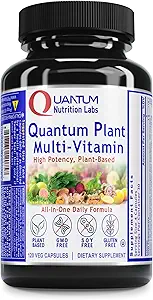 QNL Quantum Plant Multi- Vitamin - Komplet Multivitamin - Immunstøtte til voksne - Natural Multivitamin til mænd og kvinder - 120 Plantkilder kapsler