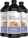 Horbäach Organic Flaxseed Oil against 124; 3 Pack against 124; 16 fl oz Hver Shained 124; Cold Pressed Measures 124; med Omega 3, 6, 9 Measures 124; Vegetar, Non- GMO, Gluten Free Liquid