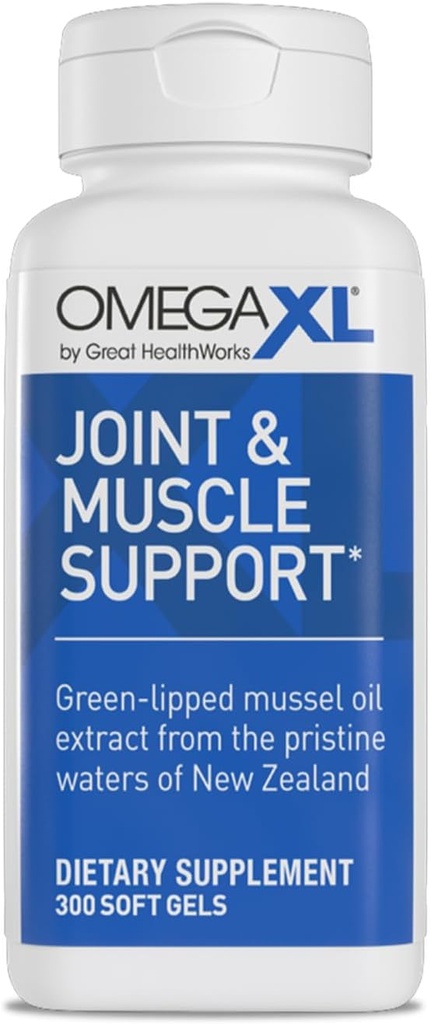 OmegaXL Joint Support - Natural Muscle Support, Green Lipped Mussel Oil, Soft Gel Pills, Drug- Free, 300 Greve