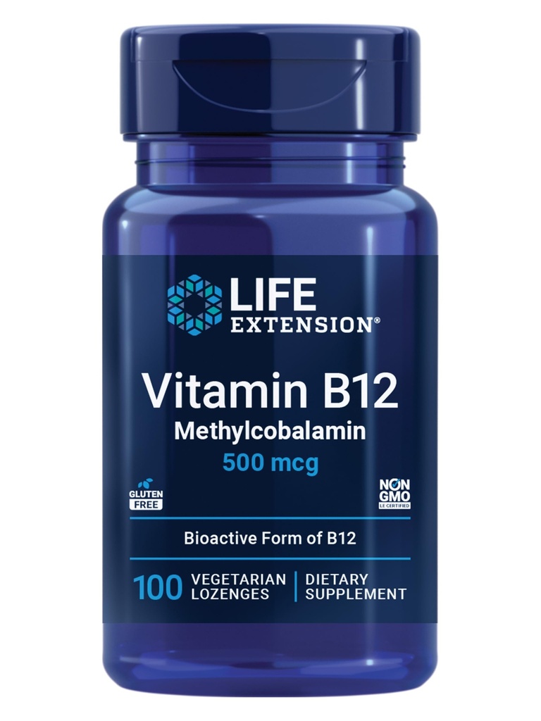 Life Extension Vitamin B12 Methylcobalamin 500mcg - Vitamin B12 supplement til generel energi og hjerne - Sukker fri vegetar Lozenges opløses i din mund - én gang dagligt - 100 Tæl