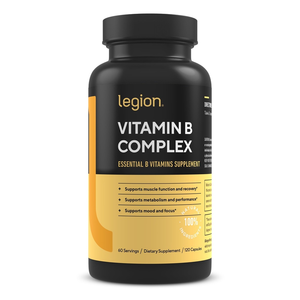 LEGION Vitamin B- Complex (120 kapsler) - Vitamin B Complex med Cholin og Inositol Understøtter Mood & Leverfunktion - Vegan B Complex Vitamin Support Energy Metabolisme & Muskelfunktion