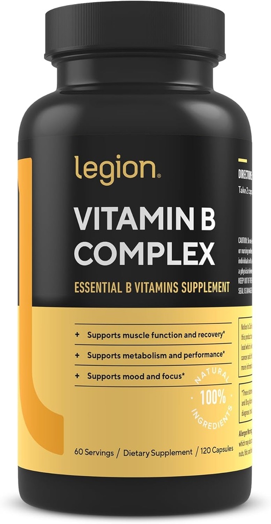 LEGION Vitamin B- Complex (120 kapsler) - Vitamin B Complex med Cholin og Inositol Understøtter Mood & Leverfunktion - Vegan B Complex Vitamin Support Energy Metabolisme & Muskelfunktion