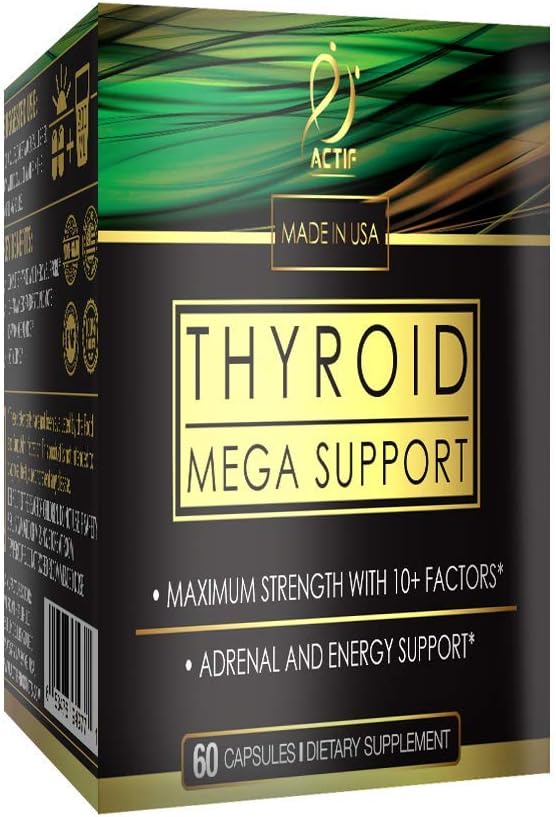 Aktivitet Thyreoidea Mega Support - Maksimal styrke med 10 + thyreoideafaktorer - Understøtter energi, Metabolisme, binyrebarktræthed og stressrespons - Ikke GMO, 1 måned Supply, Made in USA