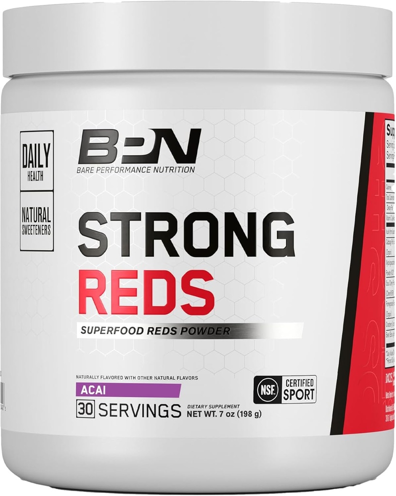 BARE YDEEVNE NETRITION, BPN Strong Reds Superfood Powder, fordøjelige enzymer, antioxidanter, forbedret naturlig energi, 30 Servere, Acai