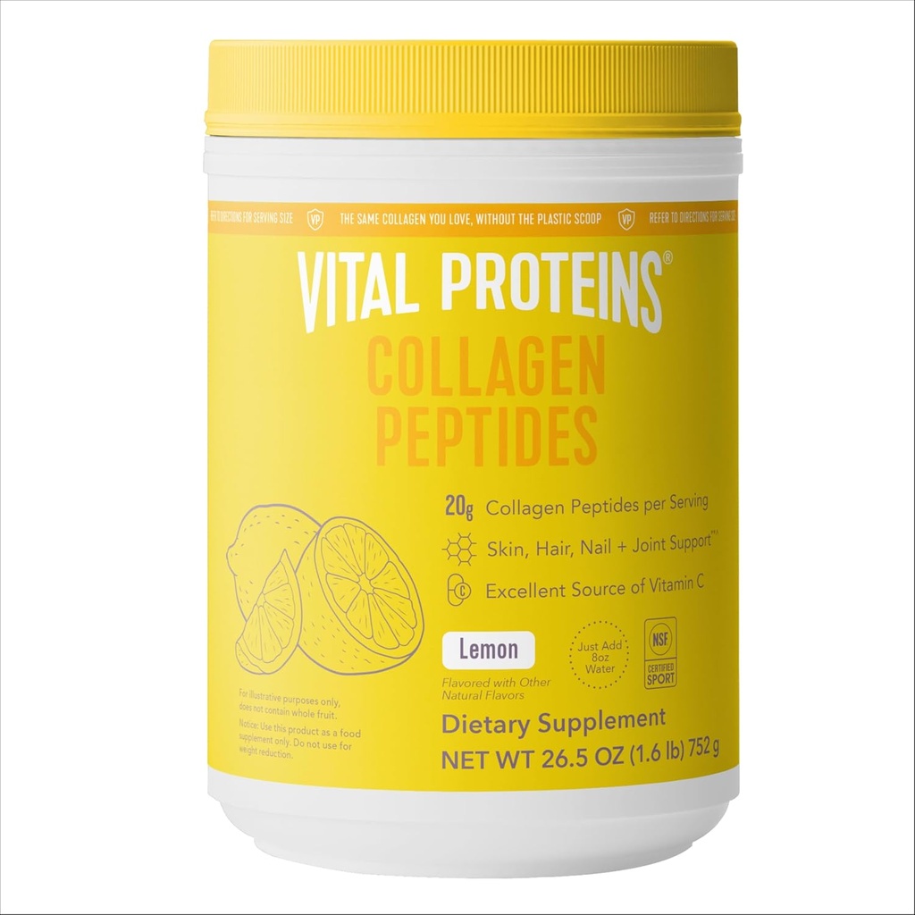 Vital Proteiner Collagen Peptider pulver, fremmer hår, negle, hud, ben og fælles sundhed, Lemon 26.5 Ounce