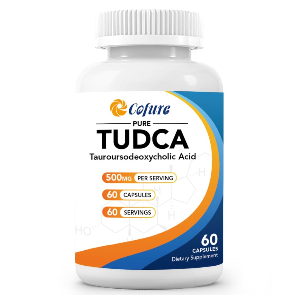 TUDCA 500mg tillæg, lever og galdeblære støtte, ægte renset bile salte med bitter smag, gluten fri, ikke GMO - 60 kapsler