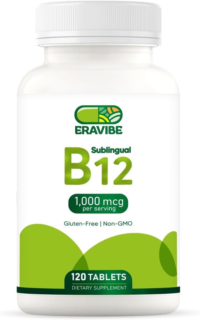 Vitamin B12 1000 mcg, 120 tabletter, Natural Cherry Flavor, Gluten- Free, Non- GMO, Sugar Free, Hurtig opløsning
