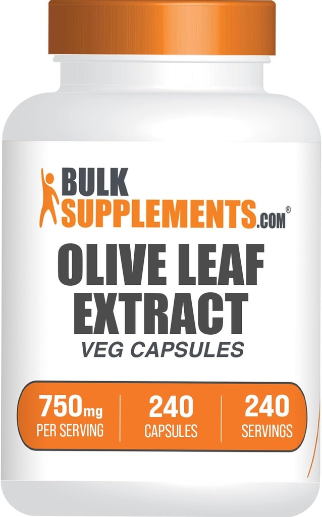BulkSupplements.com Olive Leaf Extract Kapsler - Olive Leaf Supplement, Olive Leaf Kapsler - Immun Support, Gluten Free, 1 Kapsel per Serving, 240 Veg Kapsler (pakke med 1)