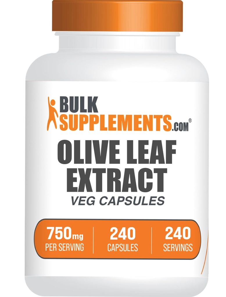 BulkSupplements.com Olive Leaf Extract Kapsler - Olive Leaf Supplement, Olive Leaf Kapsler - Immun Support, Gluten Free, 1 Kapsel per Serving, 240 Veg Kapsler (pakke med 1)