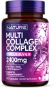 Bygget af Nature Collagen Pills - Multi Collagen Peptider Complex supplement til kvinder - Type I, II, III, V, X for hår, hud, negle, Joints & Knoglerum - Hydrolyzed, Grass- Fed - 120 kapsler