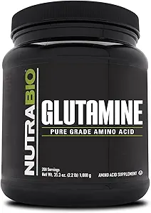 Nutrabio Pure L- Glutamin Powder - L- Glutamin Supplement- Aminosyre - Pure Grade: Absolut ingen tilsætningsstoffer, Fillers eller Hjælpestoffer! - Muscle Recovery Supplement - (1000 Bedste)