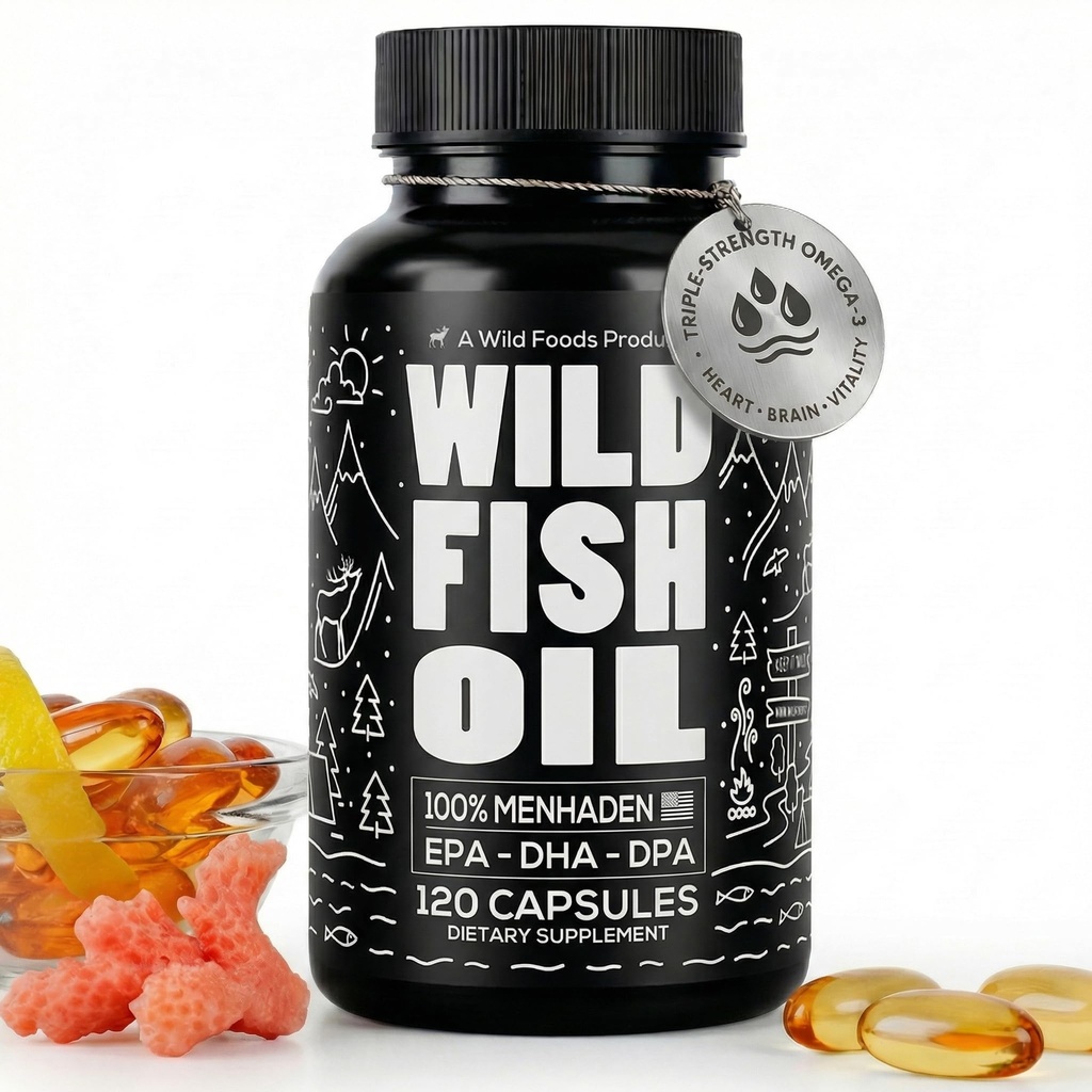 Wild Foods Omega 3 Fish Oil Supplement, 120 Kapsler (1 stk)