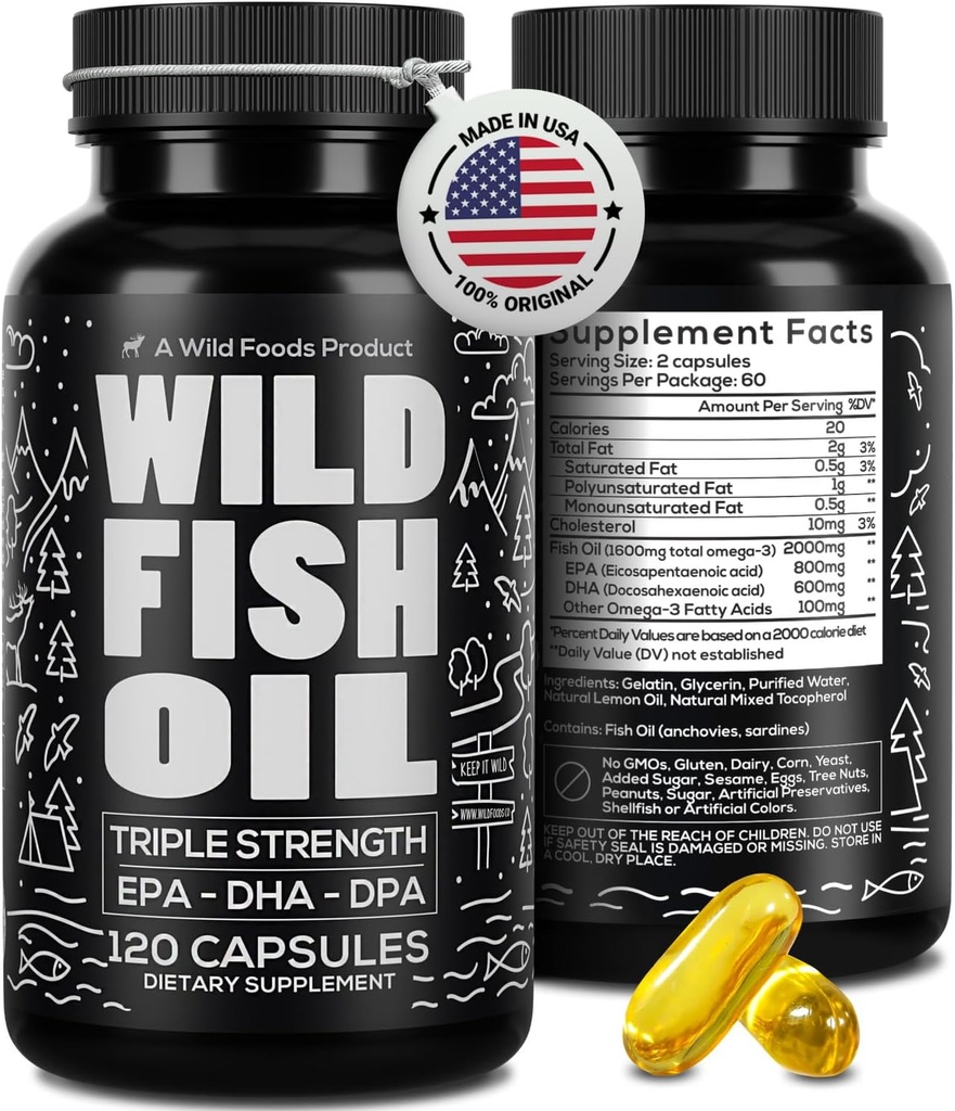 Wild Foods Omega 3 Fish Oil Supplement, 120 Kapsler (1 stk)