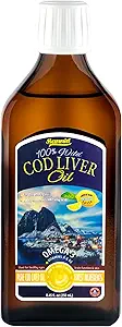 Sanniti 100% Natural Cod Lever Oil, 1081 mg Total Omega-3 Fedtsyrer, Wild Fanget Nordic, 250 ml (8.4 oz) (Lemon)