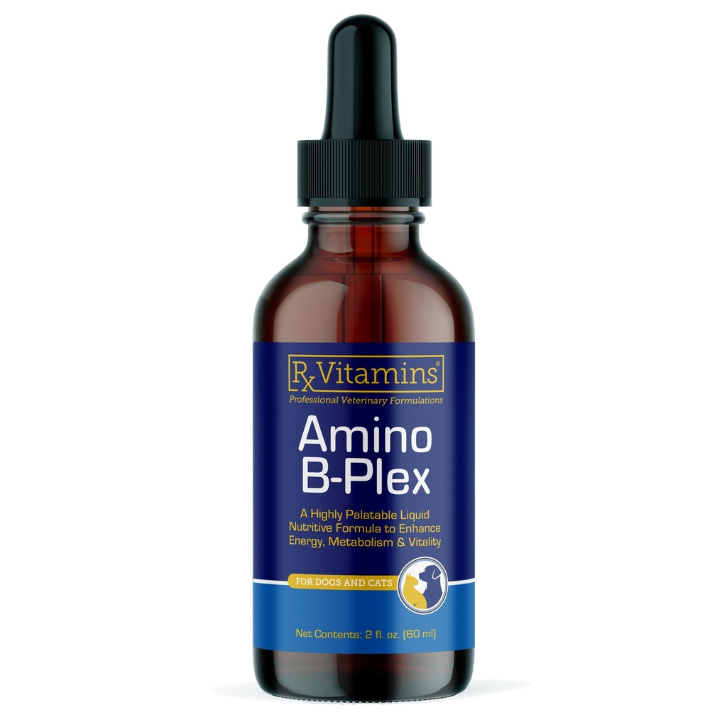 Rx Vitaminer Amino B Plex Cat & Dog Supplement - Vitamin B Complex Liquid Plus Aminosyrer til hunde & Katte - Appetit Booster og Vægt Gainer Kat & Dog Vitaminer - 2 oz