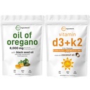 Micro Ingredients Oil of Oregano Softgels 6,000mg Per Serving & Vitamin D3 5000 IE Plus K2 (MK - 7) 100 mcg, 300 Virgin Coconut Oil Softgels Bundle Pack ttesmå 124; 4X Styrke Carvacrol & Thymoquinon ttesmå 124;