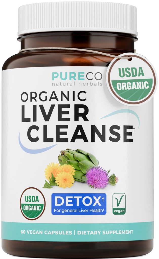 Organisk lever rense Detox & Reparation (Vegan, Non- GMO) Mælk Thistle Extract (80% Silymarin), Mælkebøtte Root, Artiskok Leaf, Gul Dock - Lever sundhed Support - 60 kapsler (ingen piller)