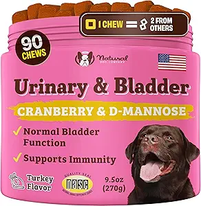 Natural Dog Company Urinary & Bstige supplement til hunde - Cranberry & D- Mannose Soft Chews med Marshmallow Root & Astragalus - Understøtter Urinary Tract Sundhed, Bstige funktion & Normal Urin Flow
