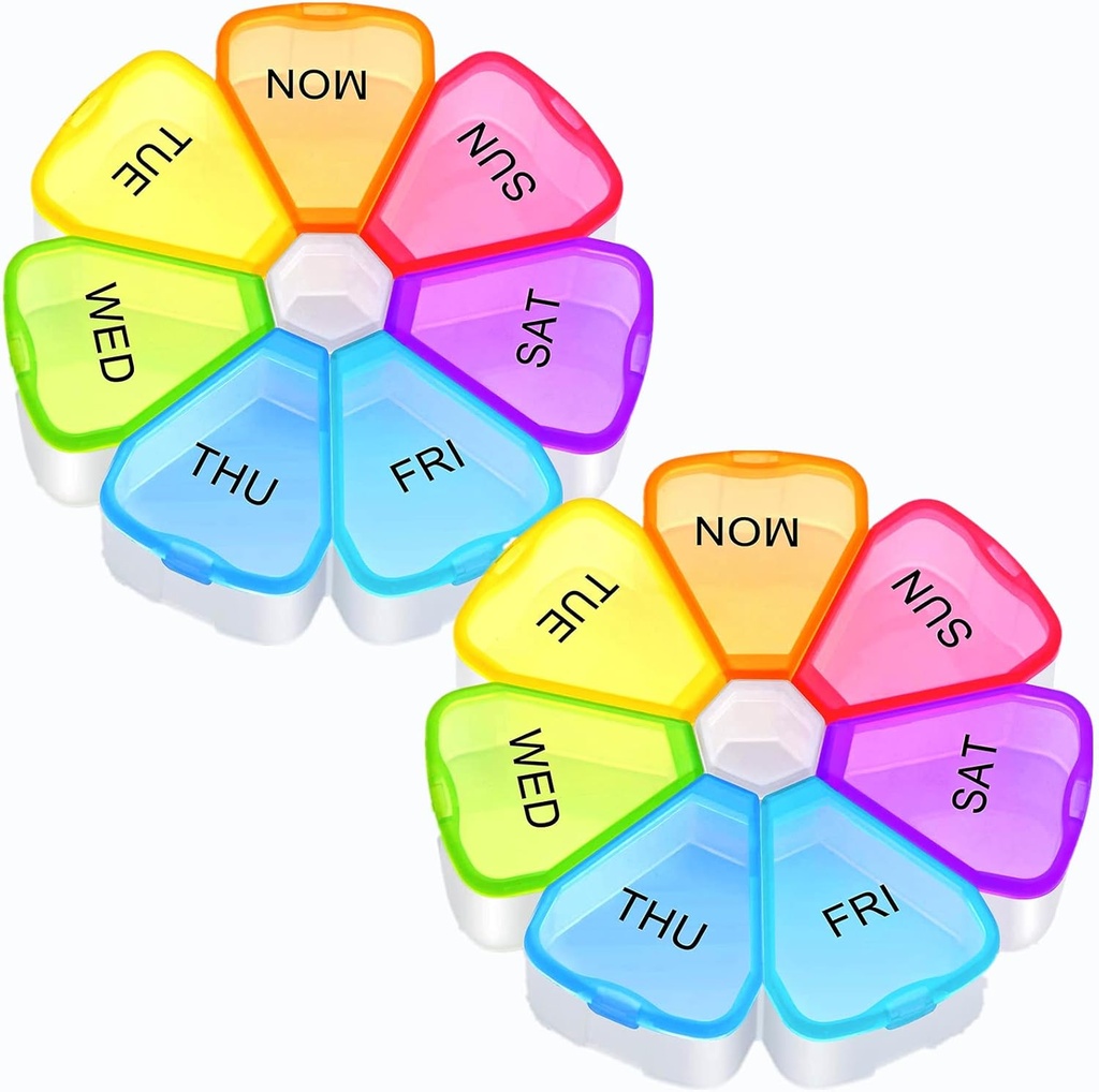 Stor Ugentlig Pill Organizer, OAO XL 7 Dag Bærbar Pill Box sag for Vitamin, Torskelever Olie, Piller, Kosttilskud, Blomstermedicin Organizer-Gigt Friendly (2 Pack)