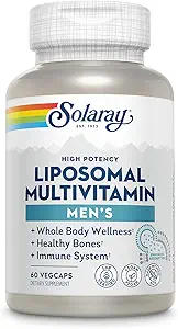 SOLARAY Liposomal Multivitamin til mænd, Enhanced Absorption Immun, Energy & Bone Support, Herre Daily Multi Vitamin, BCAA 's, Vitamin D3, C, B12, Zink, Vegan, Soy Free, 30 Servere, 60 VegCaps