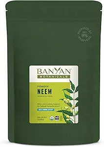 Banyan Botanicals Neem Powder - Organic Neem Leaf Supplement (Azadirachta Indica) - for hud sundhed, immunforsvar og naturlige afgiftning * - 1 LB. - Ikke-GMO bæredygtigt sour FFL Fair Trade