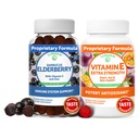 Lunakai Elderberry og E-vitamin Gummies Bundle - immunforsvar supplement med zink og C-vitamin Plus 1000iu naturlige VIT E Gummy for øje og hud sundhed