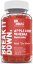 Dr. Tobias Apple Cider Vinegar Gummies with The Mother, 500mg ACV per Serving, Plus Folate, B6, B12 & Iodine, Supports Digestive Health, Gut Cleanse & Detox, Vegan, 60 Gummies