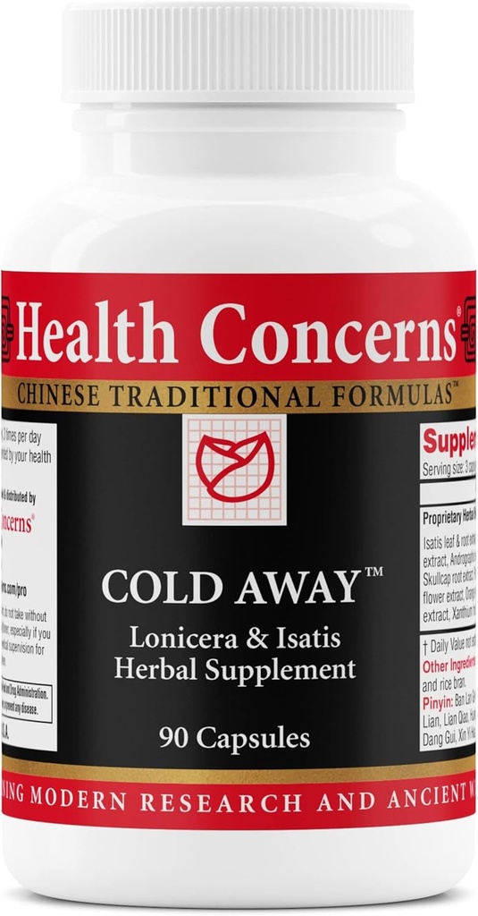 Sundhed Bekymringer Cold Away - immunforsvar - Vitamin supplement til kold & influenza Relief - Immunity System Booster - Licence Root, Dong Quai, Kinesisk Skullcap & Andrographs - 90 Kapsler