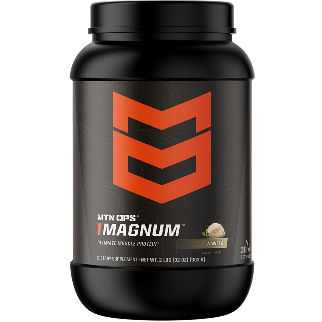 MTN OPS Magnum Vanilla Protein Powder, 23g Whey Isolate Protein & Milk Protein with BCAAs, Zero Sugar & Gluten Free, Vanilla Milkshake, 30- Serving Tub