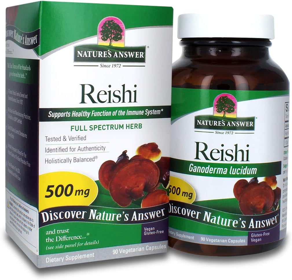 Naturens svar Reishi Mushroom Mycelia Vegetarian Capsules, 90- Greve Note 124; immunforsvar