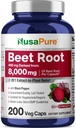 NusaPure Organic Beet Root 20: 1 Extract, 400 mg Ækvivalent med 8. 000 mg - Black Pepper 4: 1 Extract, 10 mg - 200 Veggie caps (Vegan, Non- GMO)