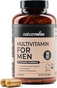 NatureWise Multivitamin for mænd - Daglig mandlige støtte - Mineraler og urter for energi, ydeevne, immunitet - med vitamin A, C, D, B- Complex - Soy & Gluten- Gratis, Non- GMO - 180 kapsler [3- måned Tilgang]
