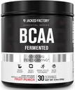 Knækket fabrik BCAA pulver (gæret) - 6g forgrenet kæde essentiel Aminosyre supplement til forbedret muskel Inddrivelse, Reduceret træthed, øget styrke, muskelvækst - 30 Servere, Frugt Punch