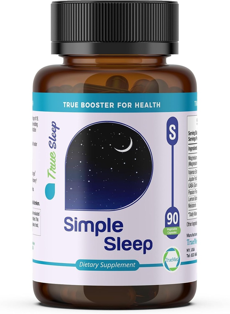 Søvn Support Natural Relaxation, Formel Magnesium Glycinate, Valerian Extract, GABA, Melatonin, Passion Flower, Lemon Balm & Promote Calm & Forbedre søvnkvalitet 90 Kapsler