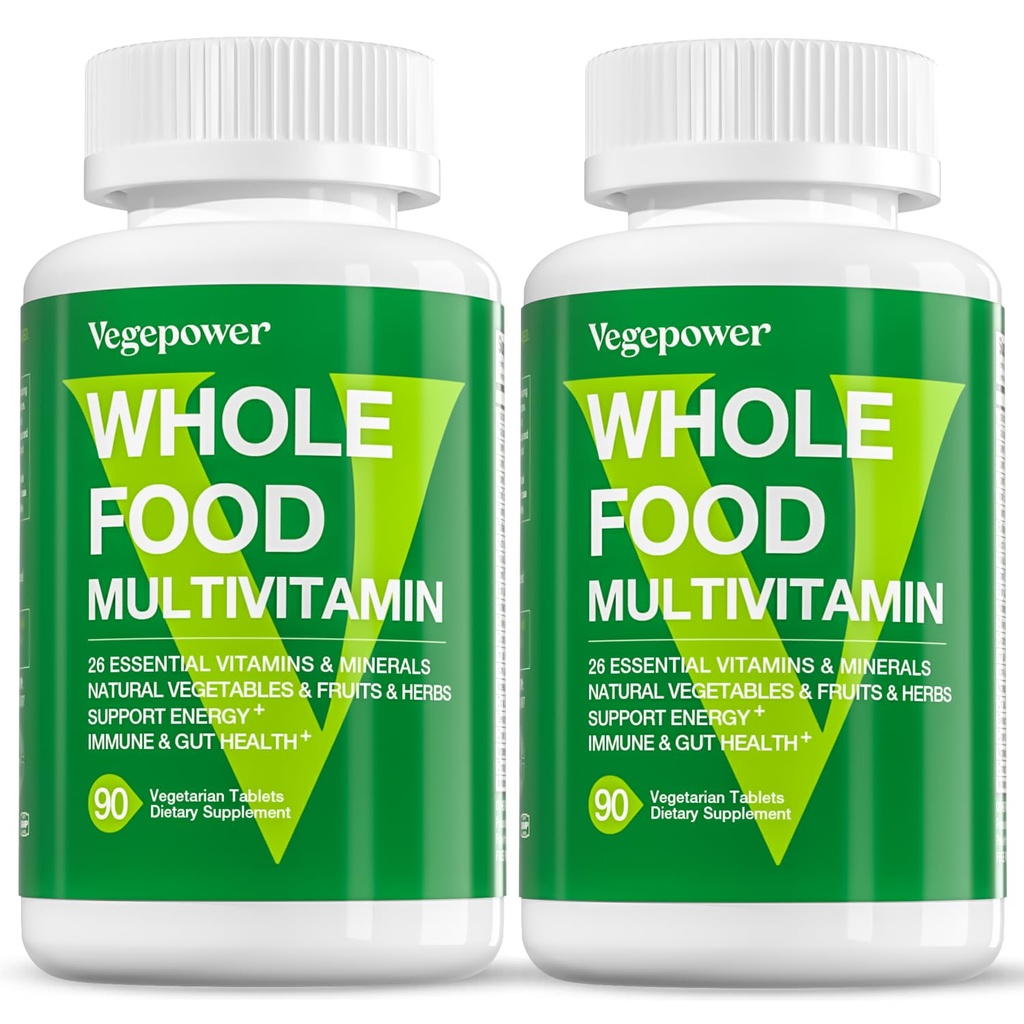 Vegansk hel mad Multivitamin til mænd, Methyleret Multivitamin til mænd og kvinder, Økologisk Frugt og Veggier Supplement, Herb & Mushroom Blend, Plant Omegas, Alle naturlige, non-GMO, 180 Greve