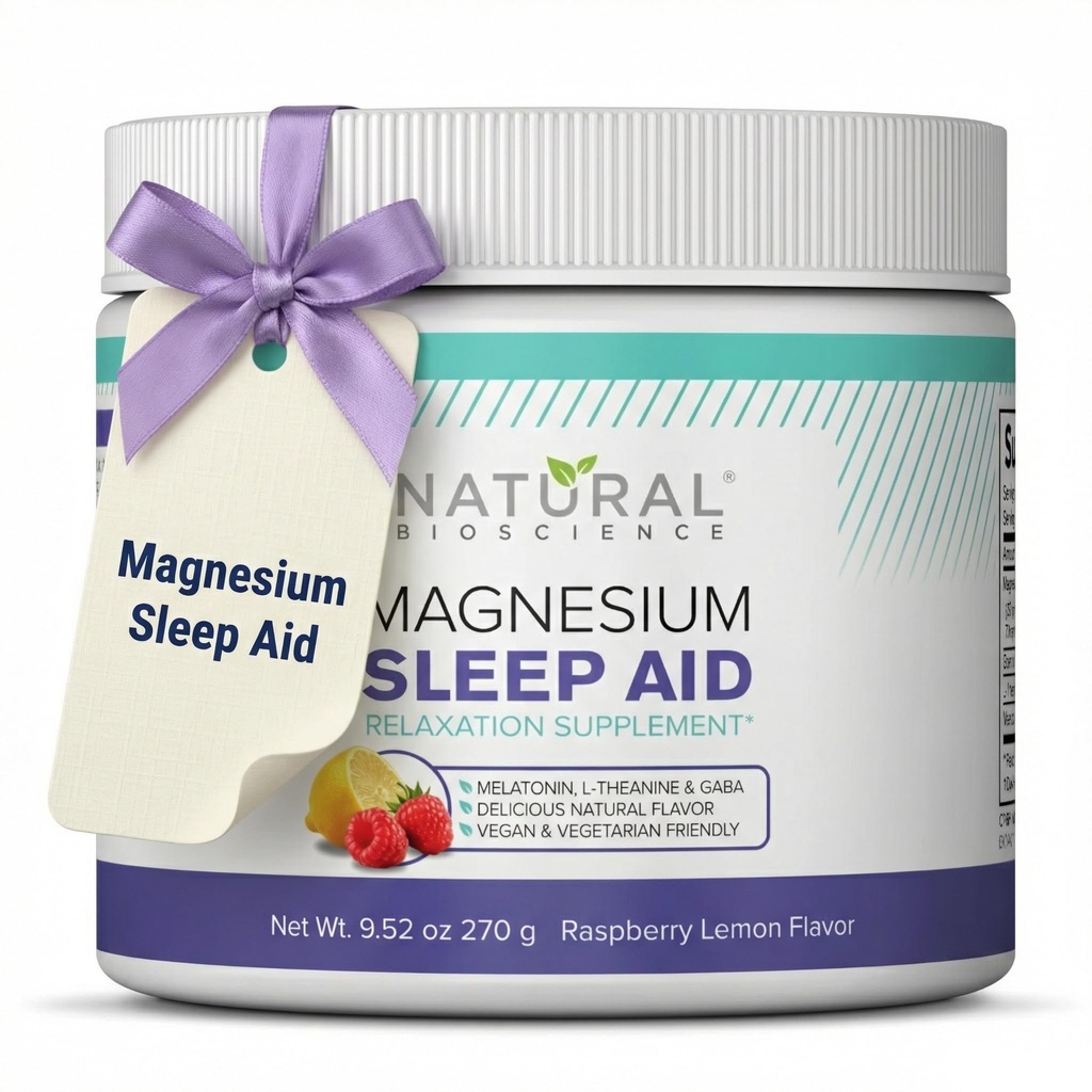 Magnesium dvaletid Pulver - Magnesium citrat, Magnesium glycinat med Melatonin, L- Theanin og GABA dvalestøtte, Natural dvalesupplement, Vegan, Gluten- fri, Raspberry Lemon Flavor