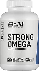 BARE YDEEVNE NETRITION, BPN Strong Omega Fish Oil Soft Gel, 1290mg Fish Oil per Capsule, Wild Caught Fish, bæredygtigt sømmet, IFOS Certified, 30 Serveringer