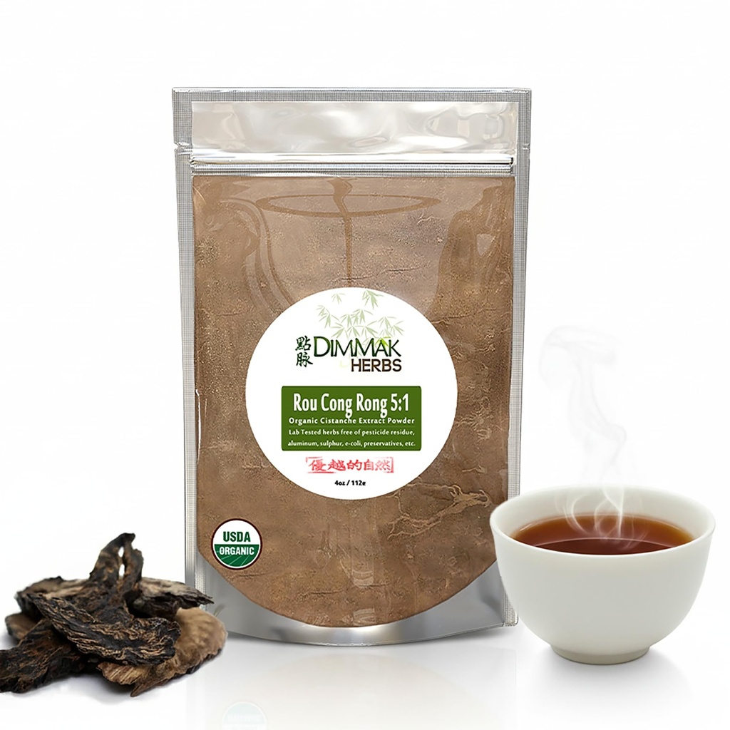 Organic Rou Cong Rong 5: 1 Extract Powder 4oz124; Cistanche Deserticola / Broomrape Lab Testet 5: 1 Koncentrat tilføje til vand eller Smoothie 4oz / 112g af Dimmak urter