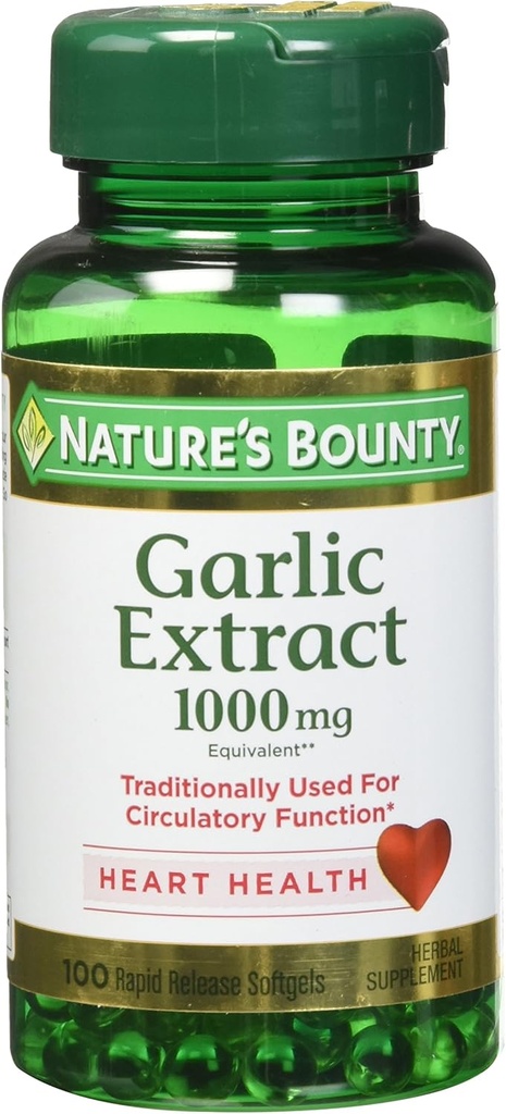 Nature 's Bounty Hvidløg Extract 1000 mg, 100 Rapid Release Softels (pakke med 4)