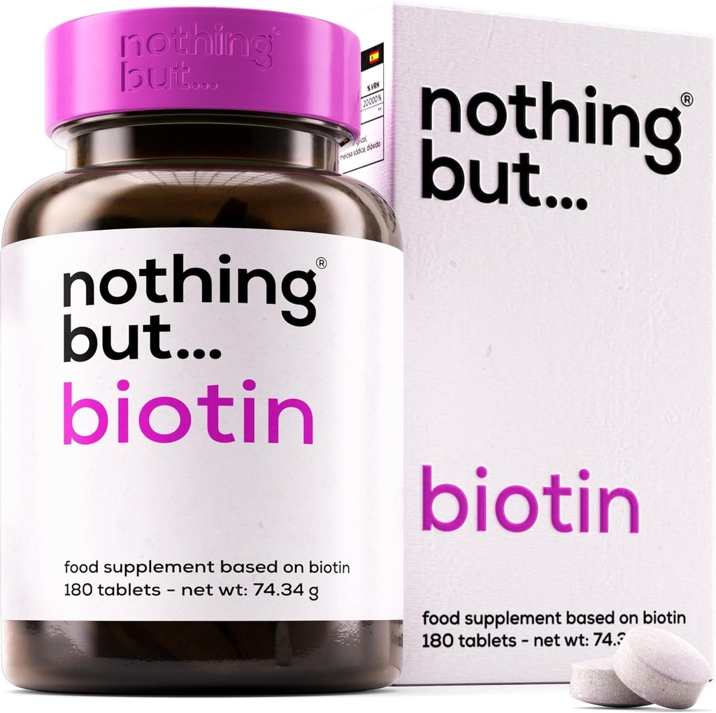 Biotin tabletter til hårvækst 10000 mcg - Biotin hårvækst vitaminer til hårtab - Biotin hår, hud og negle vitaminer til kvinder & mænd - Metabolisme Support - 180 Vegan tabletter
