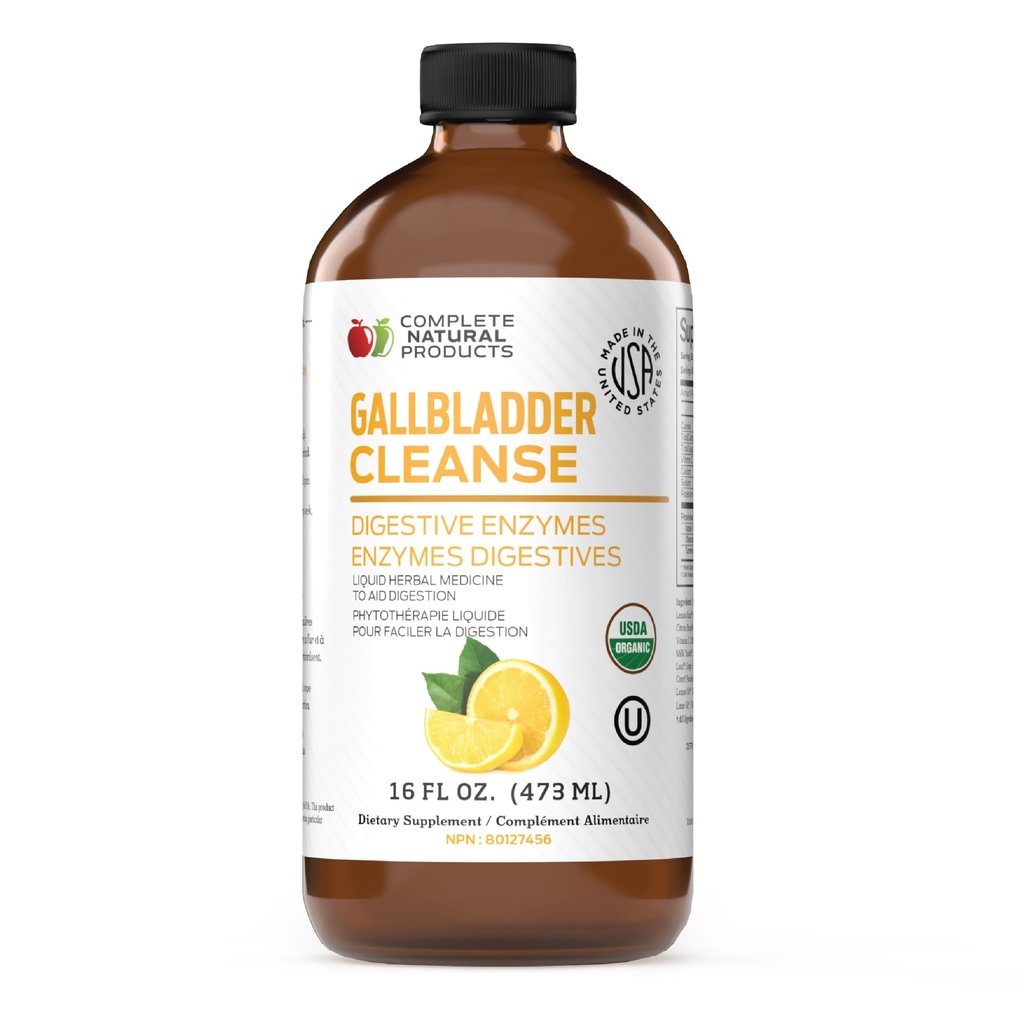 Komplet Natural Gallblære Complete - Liquid Supplement for Gallblære Support, Lever Rense, og fordøjelsessygdomme med Apple Cider Vincipes, gurkemeje, Beet, fordøjelsessygdomme, mælk tidsel - 16oz