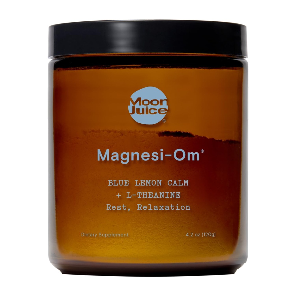 Måne Juice Magnesium -Om Magnesium Powder Supplement - Chlated Magnesium Complex + L- Theanine Blend for hvile, afslapning og regelmæssighed - Vegan, Non- GMO & ingen sukker, Blue Lemon, 3,7 oz, 30 Seings