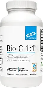 XYMOGEN Bio C 1: 1 - Høj potens C-vitamin tillæg med Citrus Bioflavonoider - Antioxidant + immunstøtte, fremmer Collagen Syntese (90 Vitamin C kapsler)