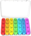 Odaro Weekly Pill Organizer 4 gange om dagen, Daily Pill Box 7 dag, Stor rejse Pill sag med 28 Segment til at holde medicin, vitamin og tillæg - hvid sag